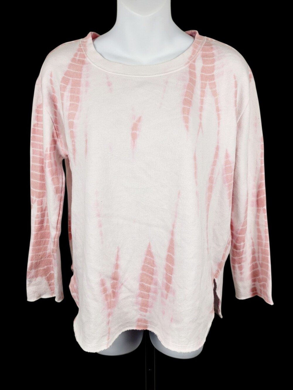 Ocean Drive Pink & White Dye Tie Sweatshirt Top Size: Small